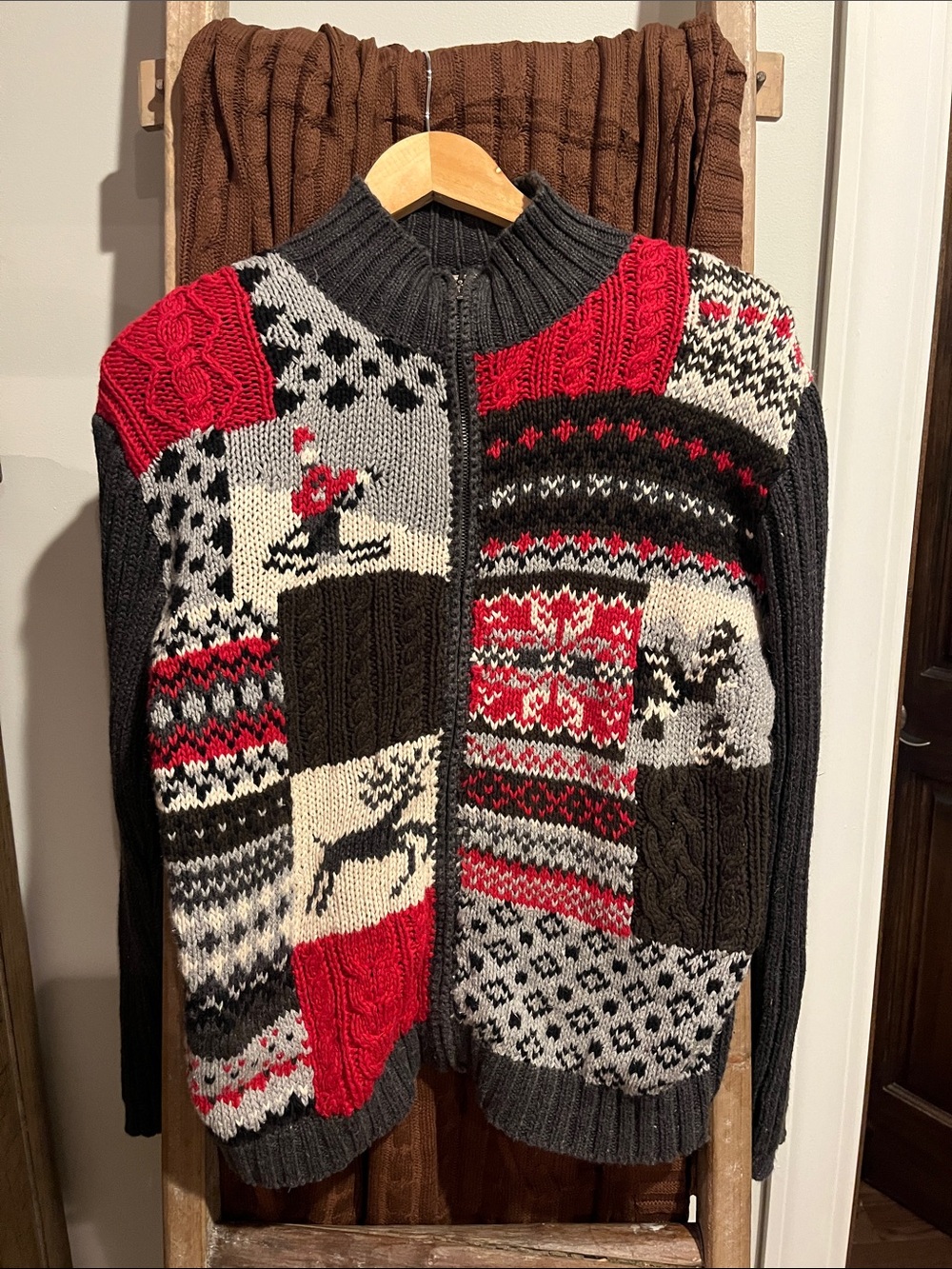 Vintage B. Moss Cotton knit zip up sweater size large.